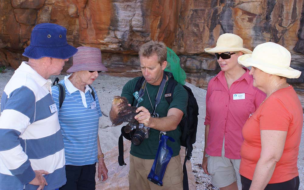 Damon Ramsey guiding tourists along Kimberley coast (photo by Jamie Anderson).